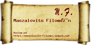 Maszalovits Filomén névjegykártya